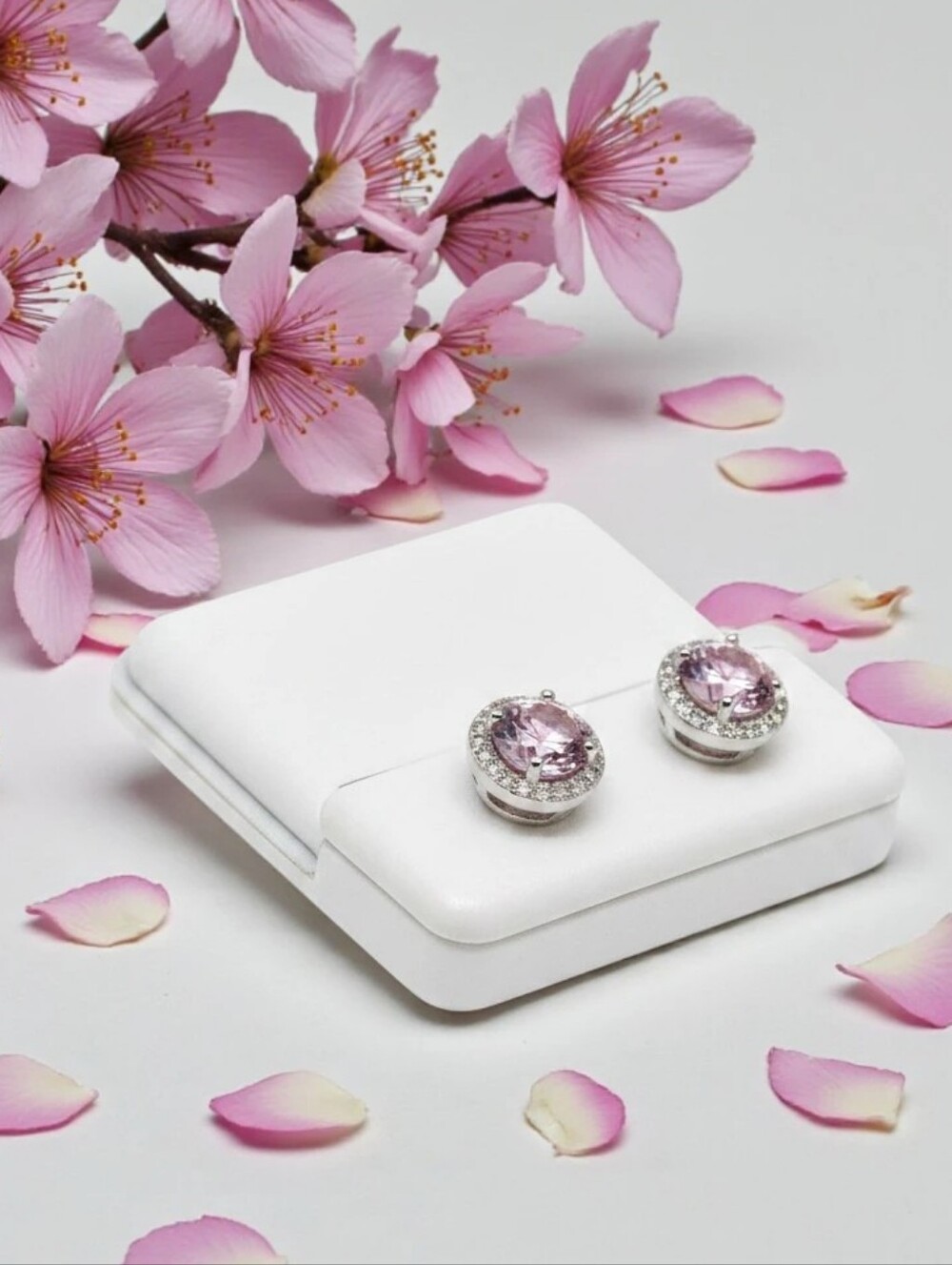 Sterling Silver 6mm Pink Sapphire CZ Stud Earrings